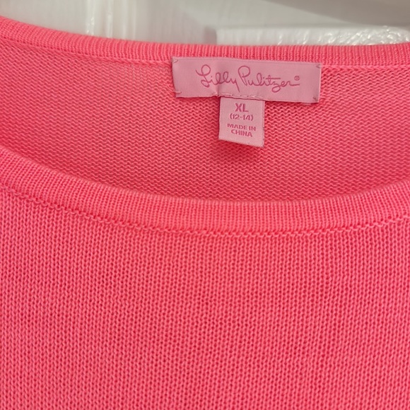 Like New - Lilly Pulitzer girls bright pink sweater - size 12/14 - Picture 3 of 9